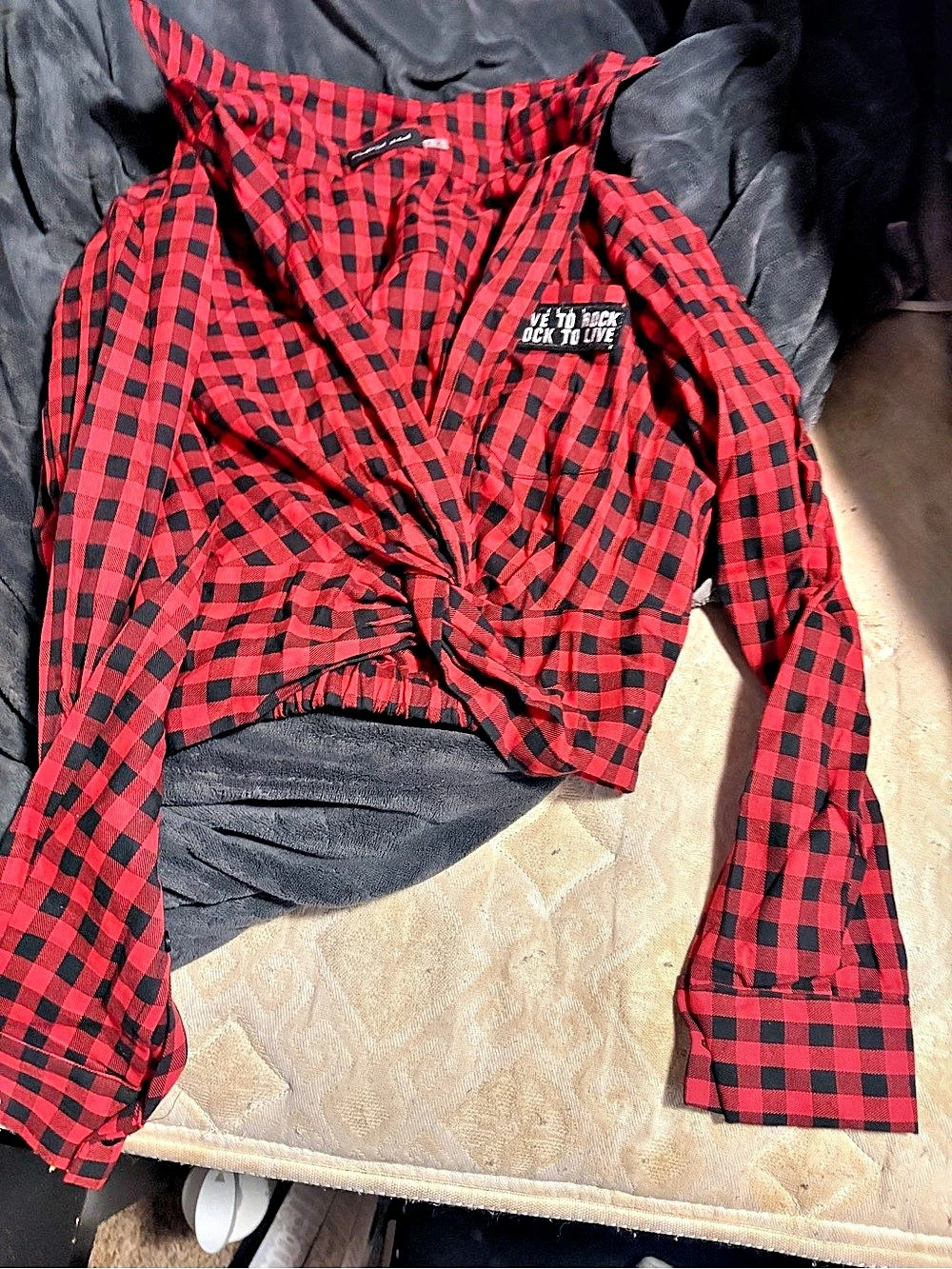 mastermind Checkered Cropped Shirt Size Small